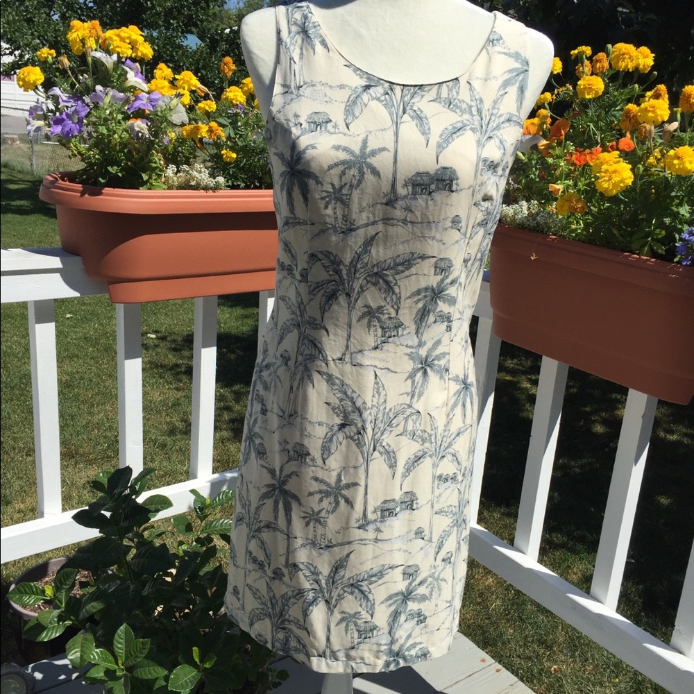 100% Silk Tropical Print Dress